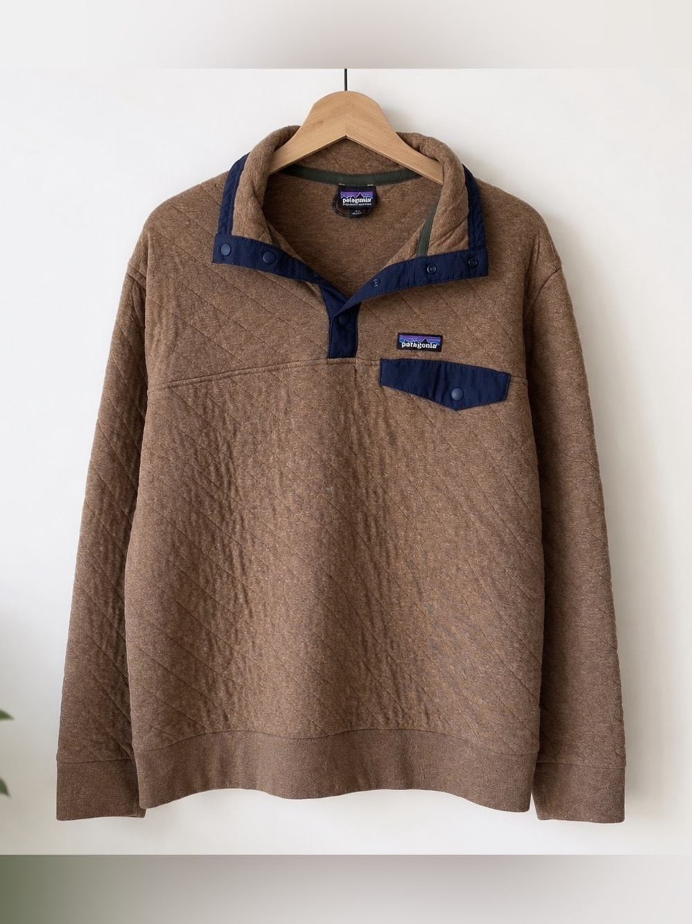 Patagonia Organic Cotton Quilt Snap-T Pullover Brown Blue Size M Style 25371